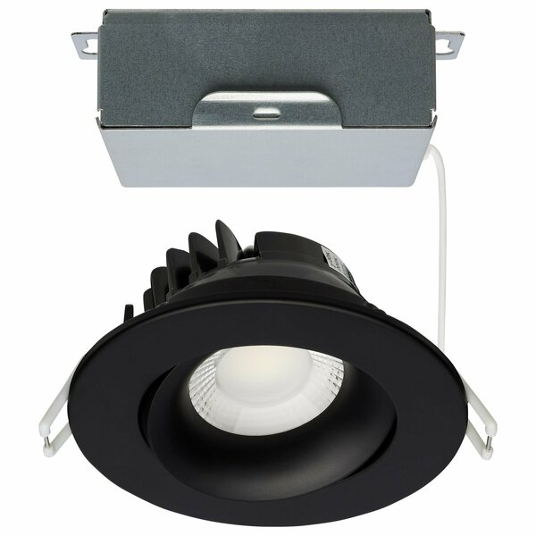 Satco 12W LED Downlight, Gimbal 3.5 in, CCT Select, Round, Remote Driver, Black, 840L 120V S11625R1